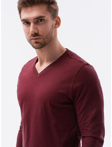 EDOTI Pánská tričko s dlouhým rukávem bez potisku - bordó L136