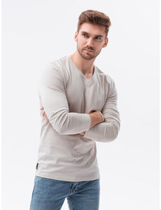 EDOTI Pánská tričko s dlouhým rukávem bez potisku 136L - béžová V1