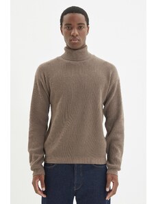 Trendyol Men's Camel Oversize Wide Fit Turtleneck Basic Sweater