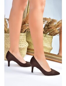 Fox Shoes Brown Suede Women's Thin Heeled Stilettos