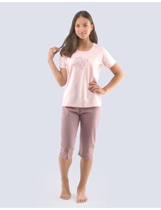 GINA dětské pyžamo 3/4 dívčí, 3/4 kalhoty, šité, s potiskem Pyžama 2021 29004P - cukrová barytová