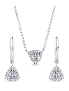 Souprava diamantových šperků z bílého 14k zlata KLENOTA S0676022