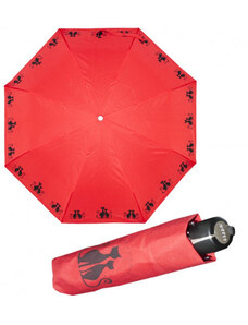 Doppler Mini Fiber Dreaming Cats - dámský skládací deštník, červená