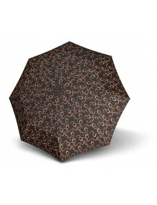 Derby HIT LONG AUTOMATIC AMALIA - dámský holový vystřelovací deštník, hnědá, geometrický / abstraktní