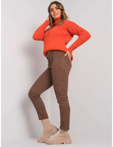 BASIC Oranžovo-béžové kostkované kalhoty --orange Kostkovaný vzor