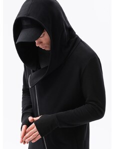 Ombre Clothing Pánská asymetrická mikina s prostornou kapucí NANTES - černá B1368
