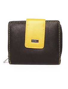 HGL (Německo) Dvouoddílová černo-žlutá kožená peněženka HGL no. 4513 + RFID