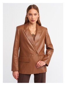 Dilvin 6939 Faux Leather Jacket-camel