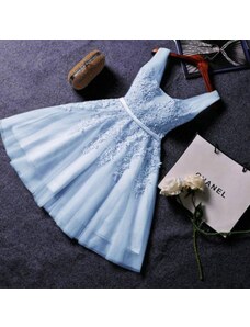 Krátké světle modré plesové šaty s tylovou sukní Andromeda