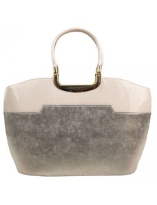 Barebag Elegantní béžová lakovaná kabelka do ruky S5 GROSSO
