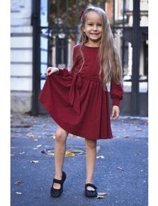 Okouzlující dívčí šaty s páskem Burgundy - 104/110