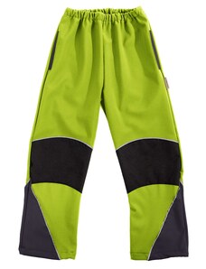 Veselá Nohavice Dětské softshellové kalhoty celoroční zeleno-šedé