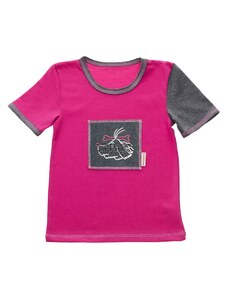 Veselá Nohavice Dětské tričko růžové s krátkým rukávem - výšivka Psí slečna