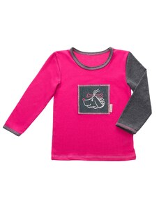 Veselá Nohavice Dětské tričko růžové s dlouhým rukávem - výšivka Psí slečna