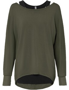 bonprix Dlouhé triko s topem (2dílná souprava) Zelená
