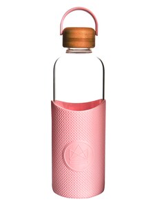 Skleněná lahev se silikonovým rukávem, 1l, Neon Kactus, růžová