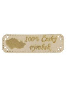 Bavlněné šňůry Handmade štítek MAPA 100% Český výrobek 15 x 50 mm - slonovinová