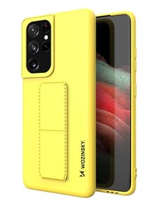 WOZINSKY Wozinsky pouzdro Kickstand pro Samsung Galaxy S21 Ultra 5G žlutá