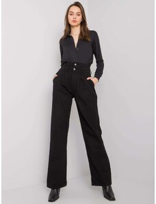 BASIC Černé široké džíny s vysokým pasem Shelburne -black Černá