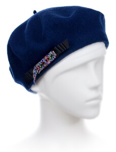 KRUMLOVANKA Modrý baret s mašlí a barevnou bižuterií W-001/161