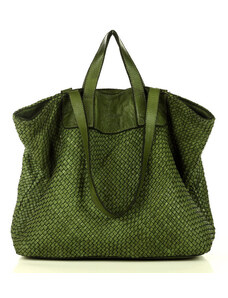 Marco Mazzini handmade Dámská kožená shopper bag kabelka Mazzini M1M86 zelená