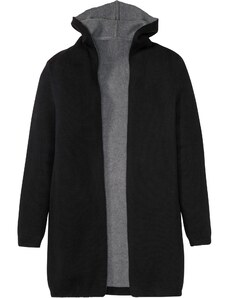 bonprix Pletený kabátek s kapucí, z bavlny Černá