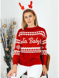 Webmoda Dámský červený vánoční svetr Santa Baby