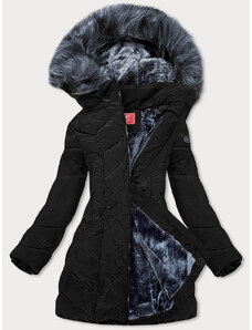 LHD Černá zimní dámská bunda s kapucí (M-21308)