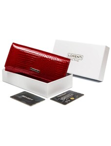 Dámská lakovaná kožená peněženka s vnější kapsou - Lorenti - červená