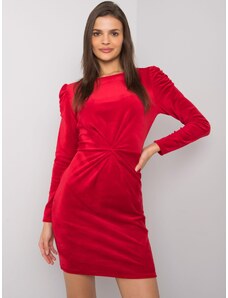 RUE PARIS Červené dámské velurové šaty --red Červená