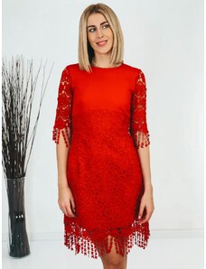 Webmoda Dámské elegantní červené krajkové šaty