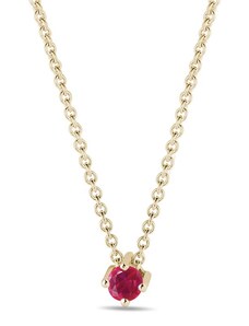 Jemný zlatý náhrdelník s kulatým rubínem KLENOTA K0687093