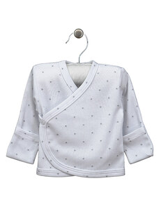 LORITA Zavinovací košilka “Snuby”, dlouhý rukáv, hvězdičky, bílá