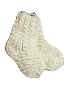 LORITA Kojenecké vlněné pletené ponožky, přírodně bílé