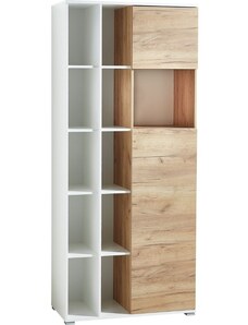 Bílá dubová kancelářská skříň s nikou GEMA Larie 197 x 85 cm