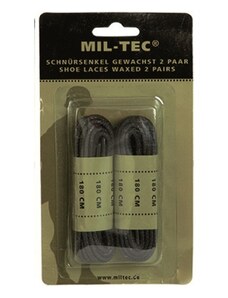 MIL-TEC Tkaničky na obuv bavlněné voskované 180 cm Černé - 2 páry