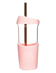 Skleněný pohár s brčkem, 568ml, Neon Kactus, růžový