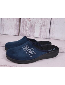 Pantofle papuče bačkory Inblu CA101 modré s kytičkami z kamínků