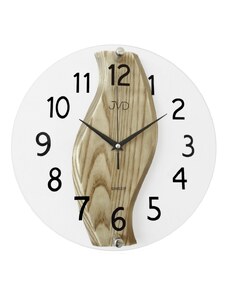 Skleněné dřevěné netikající tiché nástěnné hodiny JVD NS19036/78