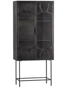 Hoorns Černá kovová vitrína Gracen 181 x 81 cm