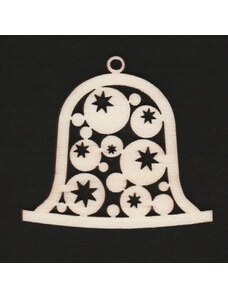 AMADEA Dřevěná ozdoba zvonek s hvězdami 6 cm
