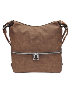 Tapple Velký středně hnědý kabelko-batoh 2v1 s praktickou kapsou