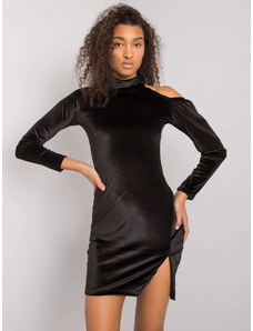 RUE PARIS Černé velurové mini šaty Bellah -black Černá