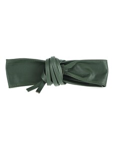MADE IN ITALY Dámský kožený pásek na vázání 839 tmavě zelený