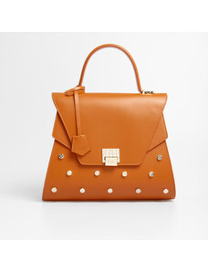 Luxusní kožená kabelka JADISE, Sabrina se cvočky, oranžová
