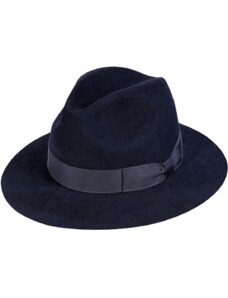 Modrý luxusní klobouk Fiebig - Fedora z králičí srsti