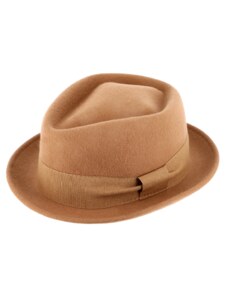 Trilby klobouk vlněný Fiebig - béžový s béžovou stuhou - Diamond Woolfelt
