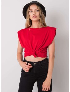 BASIC Červené dámské tričko s ramenními vycpávkami -red Červená