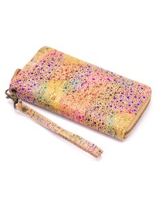 Ecopeople Velká korková peněženka - Rainbow, jeden zip