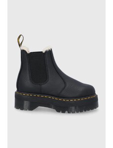 Kožené kotníkové boty Dr. Martens 2976 Quad Fl dámské, černá barva, na platformě, zateplené, 25635001